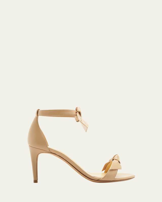 Clarita Leather Bow Ankle-Strap Sandals